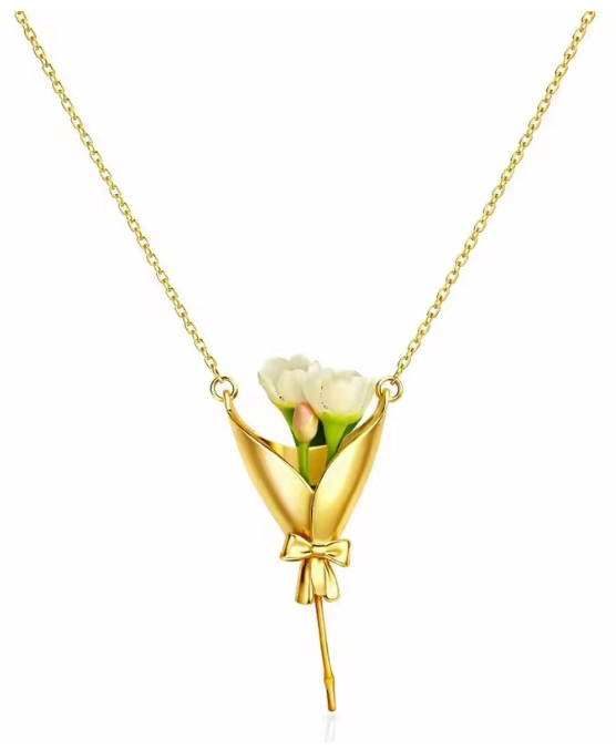 Flower Bouquet Necklace Flower Holder Necklace