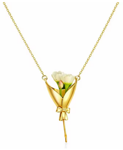 Flower Bouquet Necklace Flower Holder Necklace