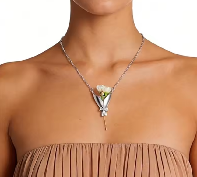 Flower Bouquet Necklace Flower Holder Necklace