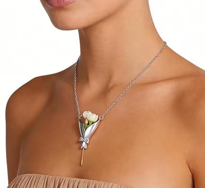 Flower Bouquet Necklace Flower Holder Necklace